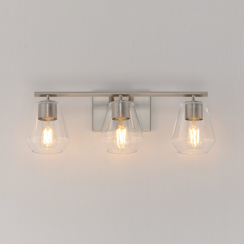 Geode-Bath Vanity, 22.5" Width, 3 Lights, Satin Nickel