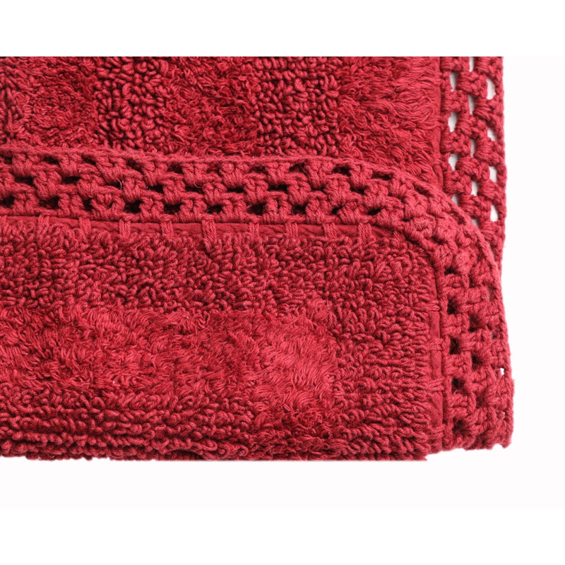 Adiraica 100% Cotton Bath Rug, Wine Red