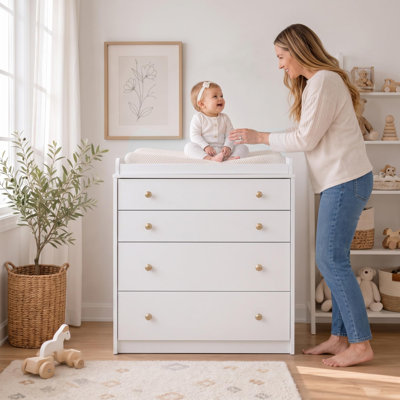 L 33 po x P 20 po x H 36 po Commode pour table à langer avec 4 tiroirs