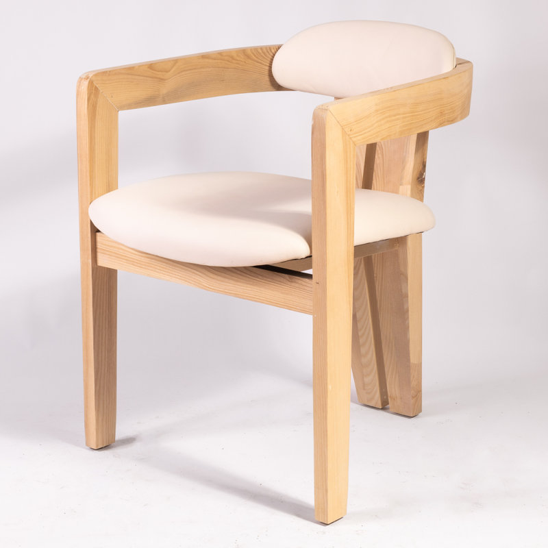 Serena Upholstered Arm Chair, White, Oak 