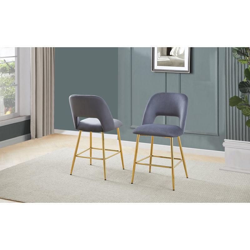 Braebury Upholstered Counter Stool with Metal Frame, Gray, Counter Stool (24” Seat Height)