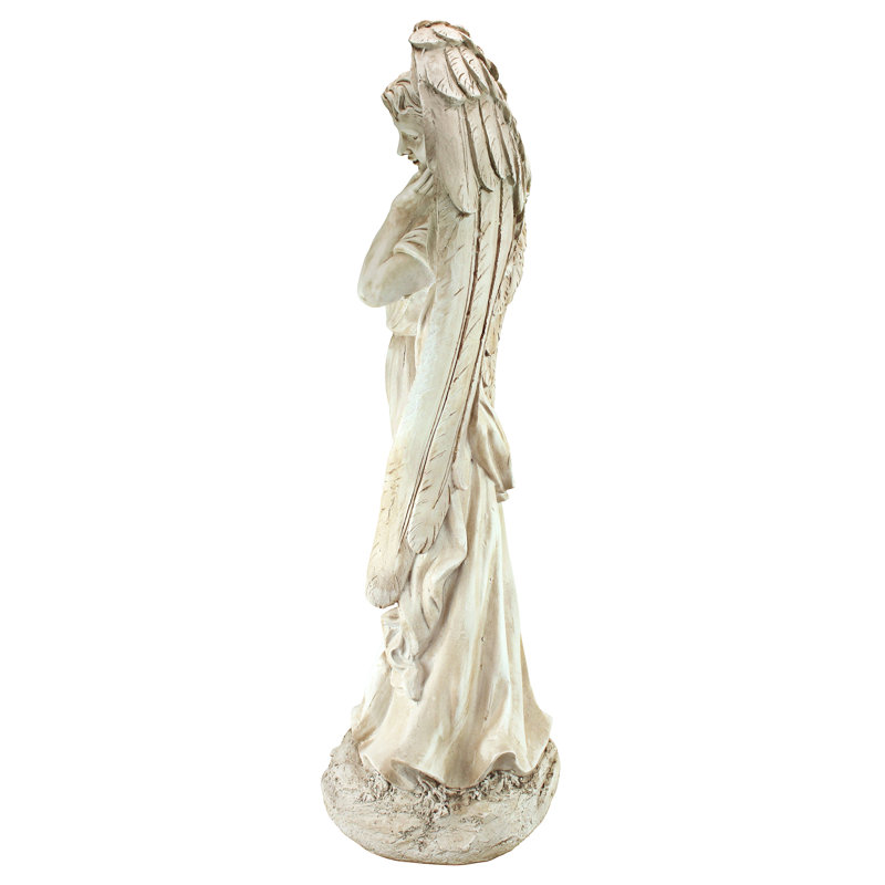32.5-Inch Antique Stone Finish Angel Garden Statue
