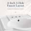 Lavabo de salle de bain piédestal en céramique blanche, lavabo courbé à 3 trous de 4 pouces