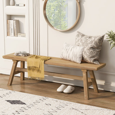 Farmhouse Wood Bench, Rustic Solid Wood Dining Room & Entryway Bench Seat for Indoors, Easy Assembly