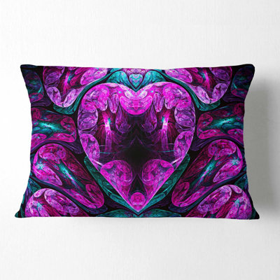 Purple Cold Mystical Heart - Floral Printed Throw Pillow
