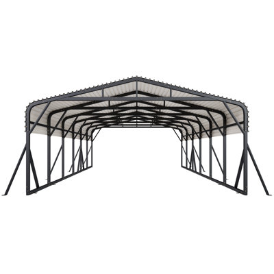 20x30 Ft Heavy Duty Metal Carport For Multiple Vehicles