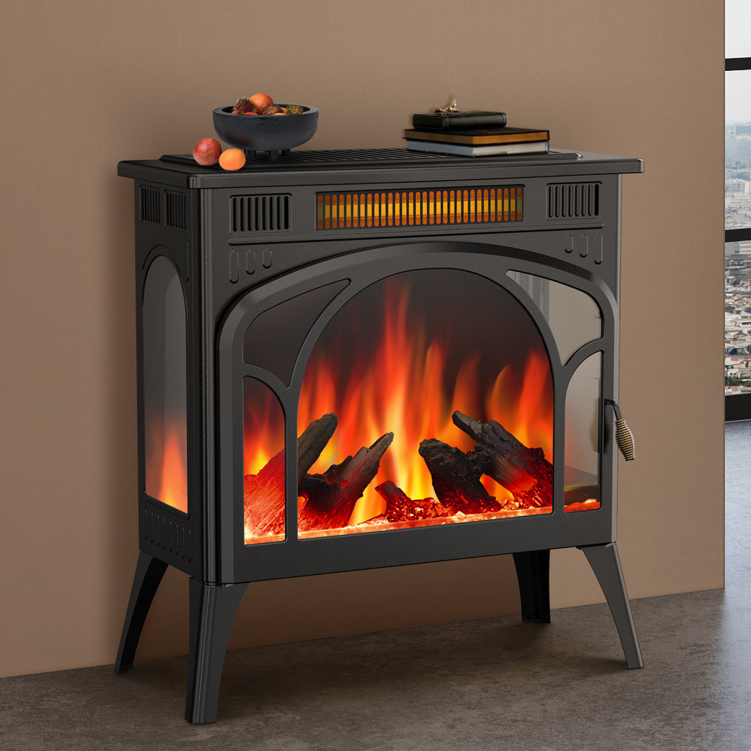 Infrared 23.5'' W Electric Fireplace With Remote & Overheating Protection, Timer, Adjustable Flame  COWSAR