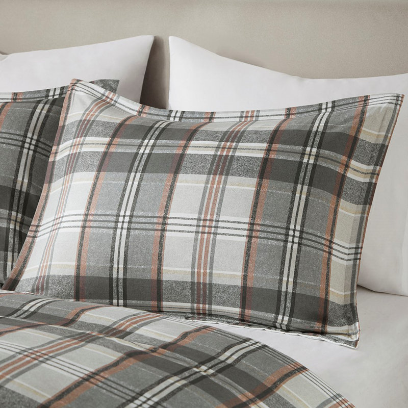 Tan and Gray Plaid Twin/Twin XL Microfiber Comforter Set