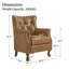 Fauteuil Redi 29,5 po L en cuir véritable, style moderne du milieu du siècle, avec dossier capitonné, pieds en bois massif et garniture cloutée.-129161158