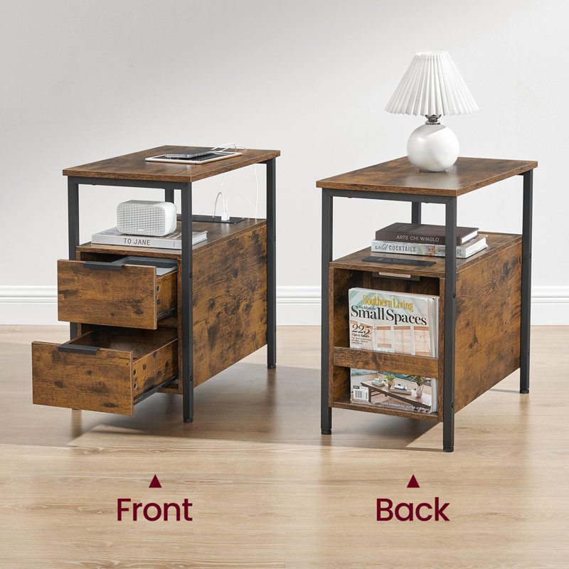 Annemiek 60cm W Metal Bedside Table, Rustic Brown