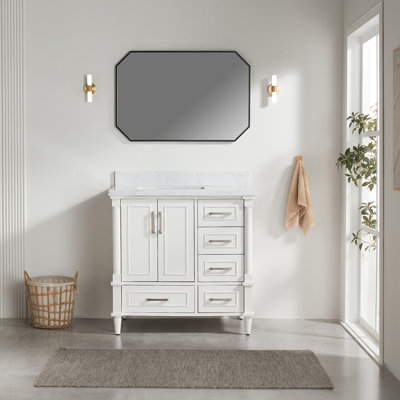 Ensemble de meuble-lavabo simple autoportant 36 po avec 2 poignées entièrement assemblé