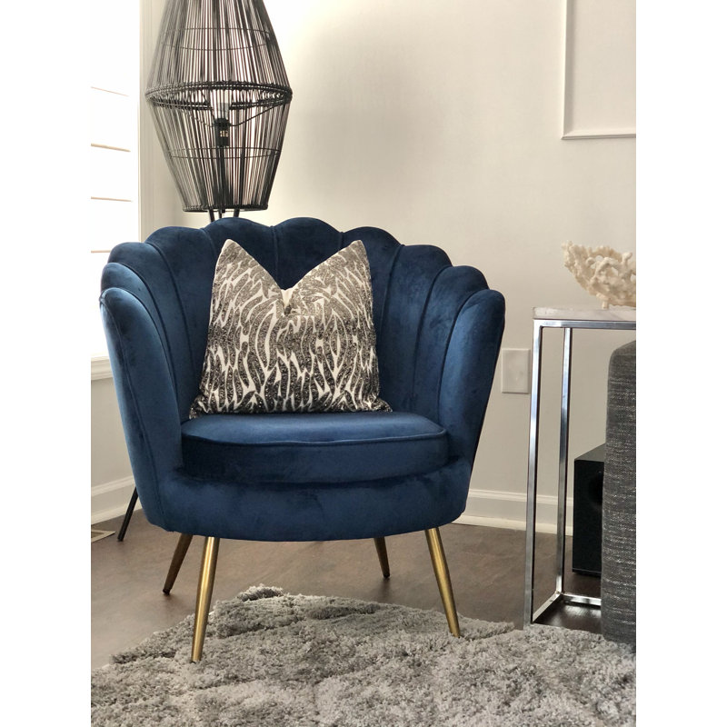 Upholstered Accent Chair, Navy Velvet