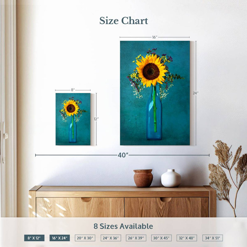 Harnek tournesol dans un vase, H 12 po x l 8 po