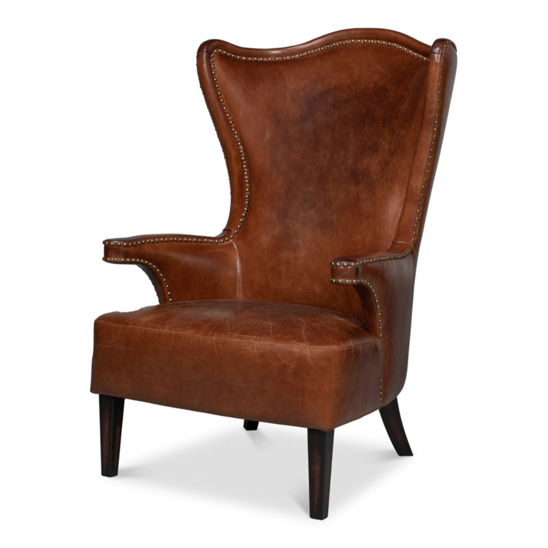 Drake Armchair, Dark Brown Genuine Leather
