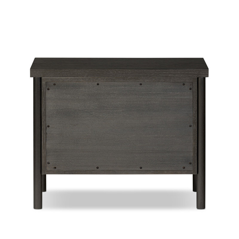 Roark 2 - Drawer Solid Wood Nightstand, Ebony Oak