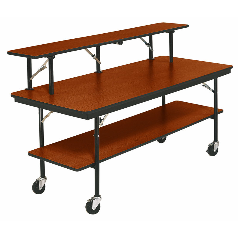 Table mobile Mobile - Structure en contreplaqué - Trois niveaux - Rectangle, L 96 po x l 30 po, Naturel