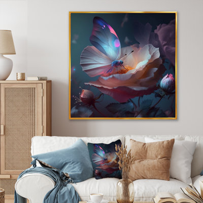 " Cream Flower Blooming Butterflies I "