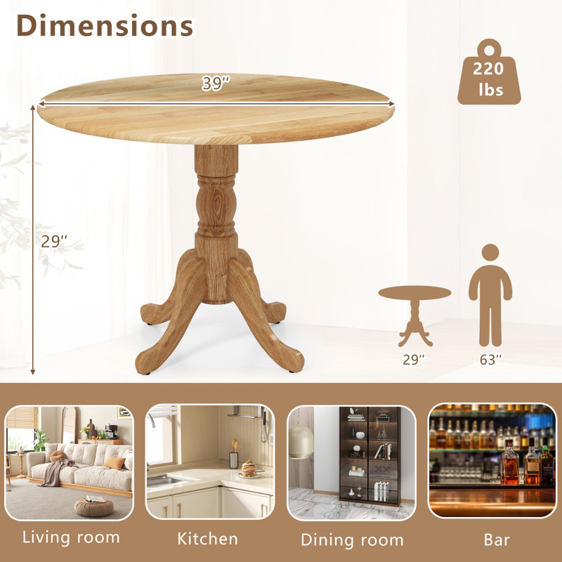 Arush Round Solid Wood Dining Table, Natural