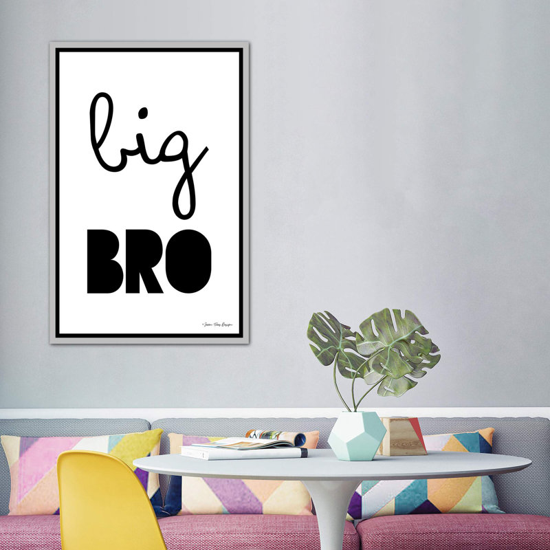 Big Bro - reproduction d'art textuel, H 60 po x l 40po x P 1,5 po, Toile avec cadre argenté, Pas de tapis