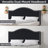 Nailhead Trim Adjustable Upholstered Headboard in Linen Fabric, Metal Legs-517242462-521090838
