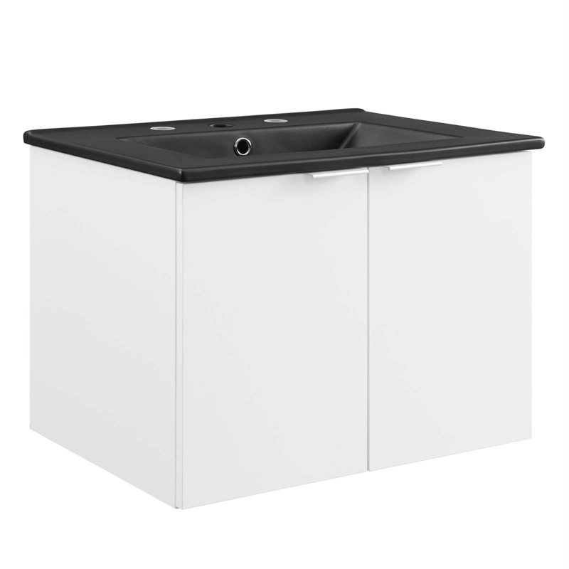 Maybelle 24" Wall-Mount Bathroom Vanity, Black
