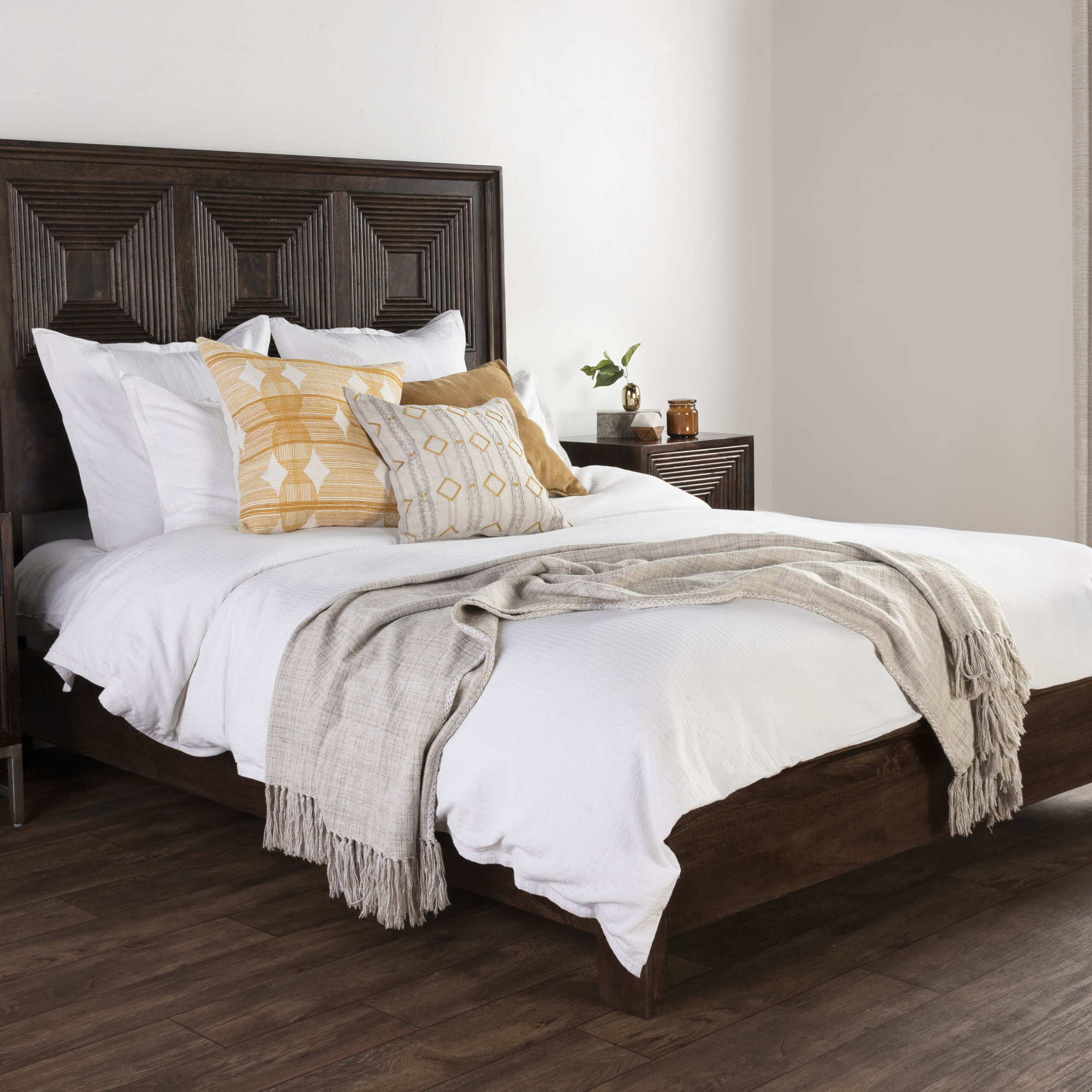 Tasmin 100% Cotton Duvet Cover, White, Queen Duvet Cover