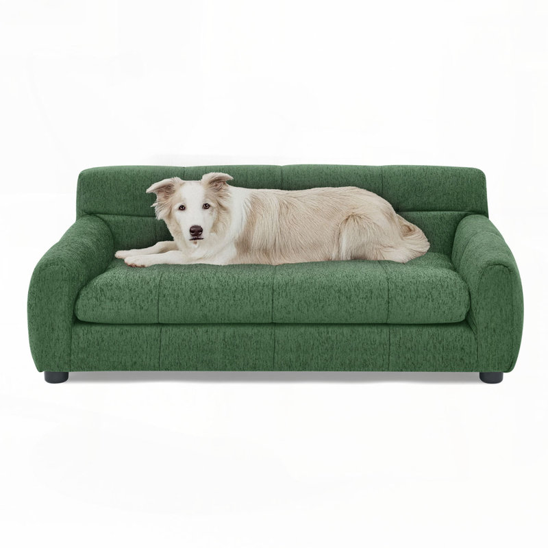 Lit rectangulaire pour chien, canapé-lit pour chien, H 14 po x l 38 po x P 22 po, Vert