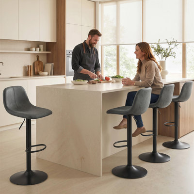 Swivel Upholstered Adjustable Height Counter Stool with Metal Frame