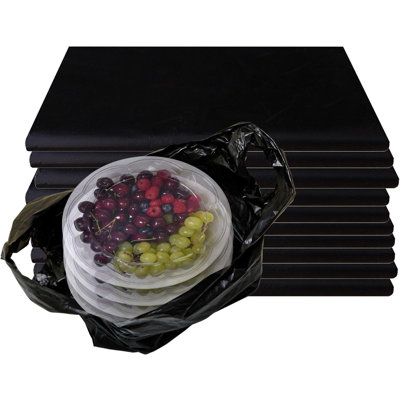 Sacs de magasinage en plastique noirs de taille 1/10 pour l'épicerie et la vente au détail Ecoqualité (4500)