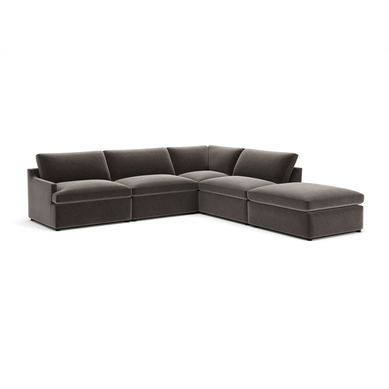 Canapé modulaire rembourré 5 pièces Essex, Chenille performance espresso Andrew, Orienté à droite