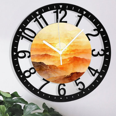 Horloge murale ronde en fer 10 po avec mouvement à quartz silencieux, chiffres arabes, impression UV