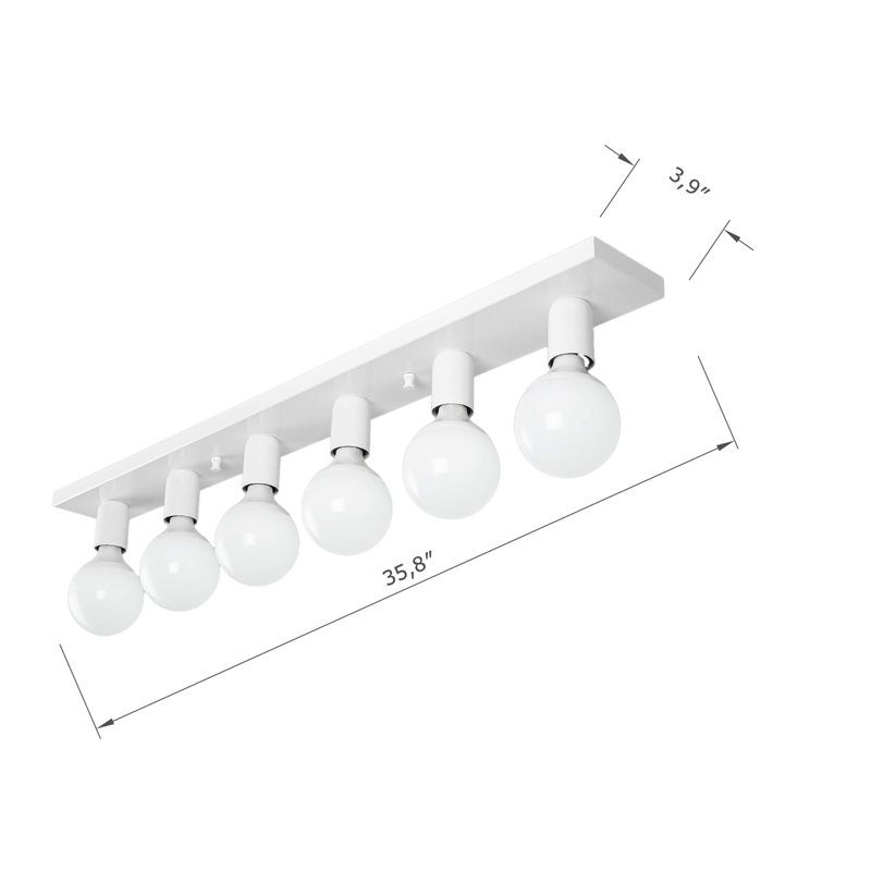 Plafonnier semi-encastré 6 lumières, Blanc