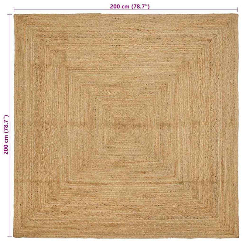 Rectangle Linen Hand Hooked Area Rug, Square 200 cm