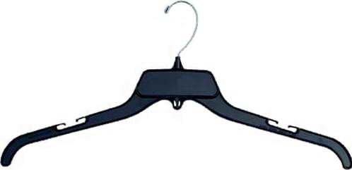 Cintre supérieur en plastique résistant aux bris pour robe / chandail / chandail, Noir