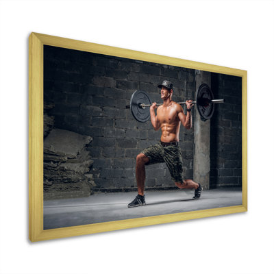 " Man Is Doing Lunge With Barbell "