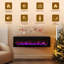Foyer électrique ultra-mince, mural ou encastré, couleurs et luminosité de flamme réglables, 1500 W, écran tactile et télécommande, minuterie et protection contre la surchauffe-274424727