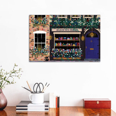 Book Shop Front by Joy Laforme - Wrapped Canvas Print