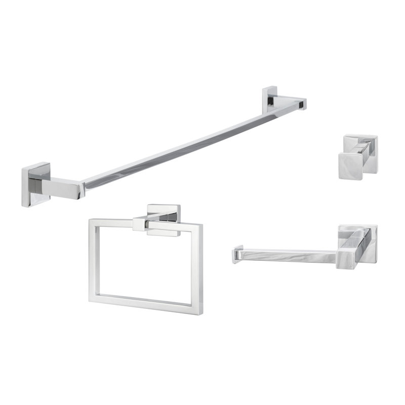 Vlora Series Bath Set, Single Post, Polished chrome