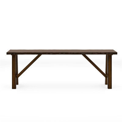Rustic Walnut Finish 1Pc Bench Only Live Edge Design Distressed Wood Seat Dining Room Furniture Solid Wood Bench