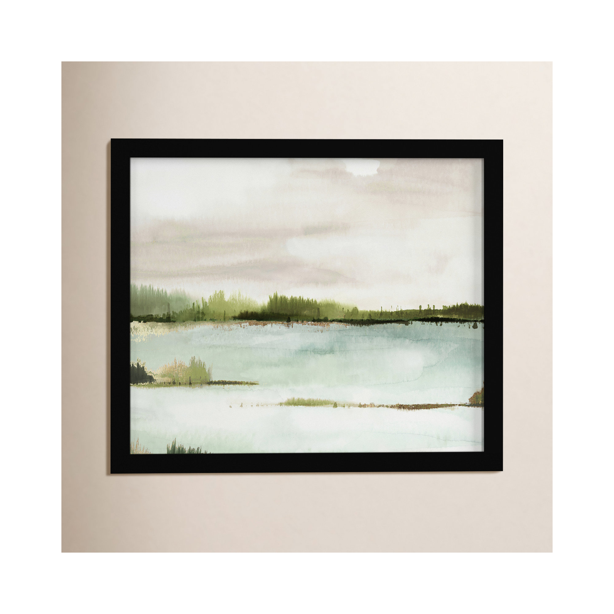 Silent Lake, Black Framed, 22.5" H x 26.5" W x 1.12" D