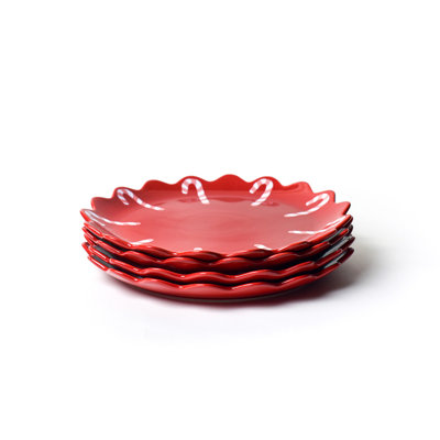 Candy Cane Scallop 11 Dinner Plate Pucker Set Of 4
