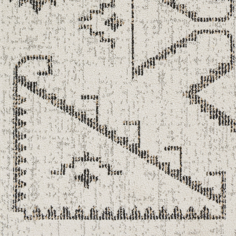 Grayland Geometric Machine Woven Area Rug in Cream/Brown, Rectangle 7'10" x 10'