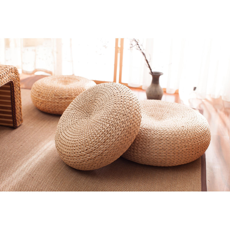 Handmade Straw Floor Pouf Cushion