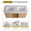 Meuble-lavabo autoportant de 122 cm (48 po) avec lavabo double en résine, 2 portes à fermeture amortie et 3 étagères de rangement ouvertes, emballage démonté, contreplaqué