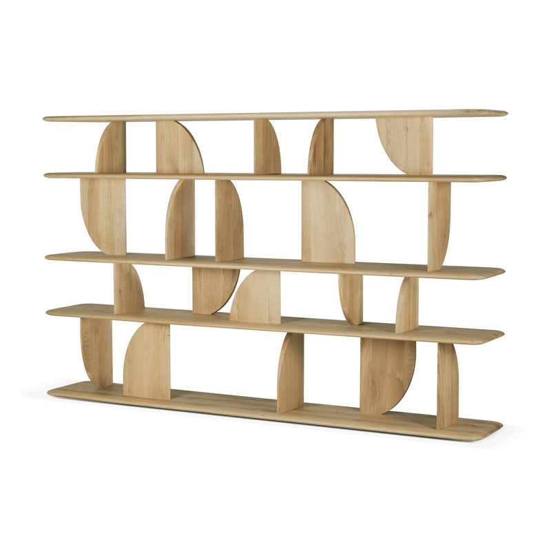 Geometric Solid Wood Geometric Bookcase, Natural