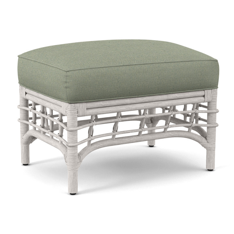 Luca Upholstered Ottoman, Antique Frost White, Green Performance Fabric; 0851-54