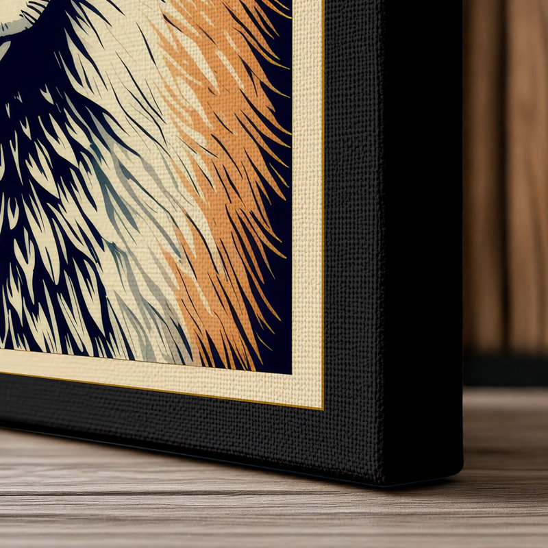 Frontal Fox Boho - Wrapped Canvas, 18x12 - 45.7 x 30.5 cm, Black Border