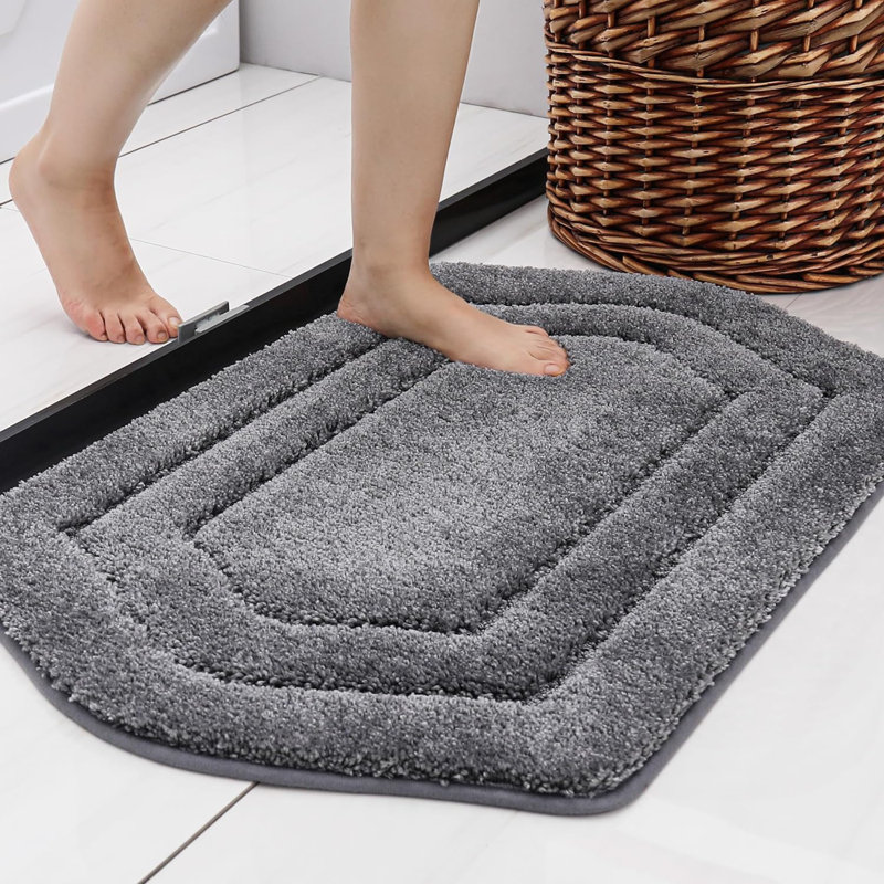 Lenu Linen Blend Non-Slip Bath Rug