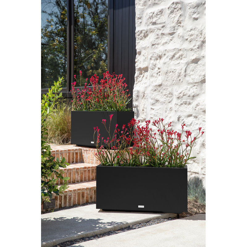 Block Series Long Box Planter, 16” H x 32” W x 10” D, Black