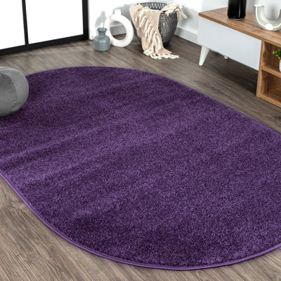 Athaniel Solid Low-Pile Purple Rug